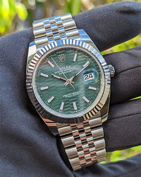 green face silver rolex|Rolex op 41 green dial.